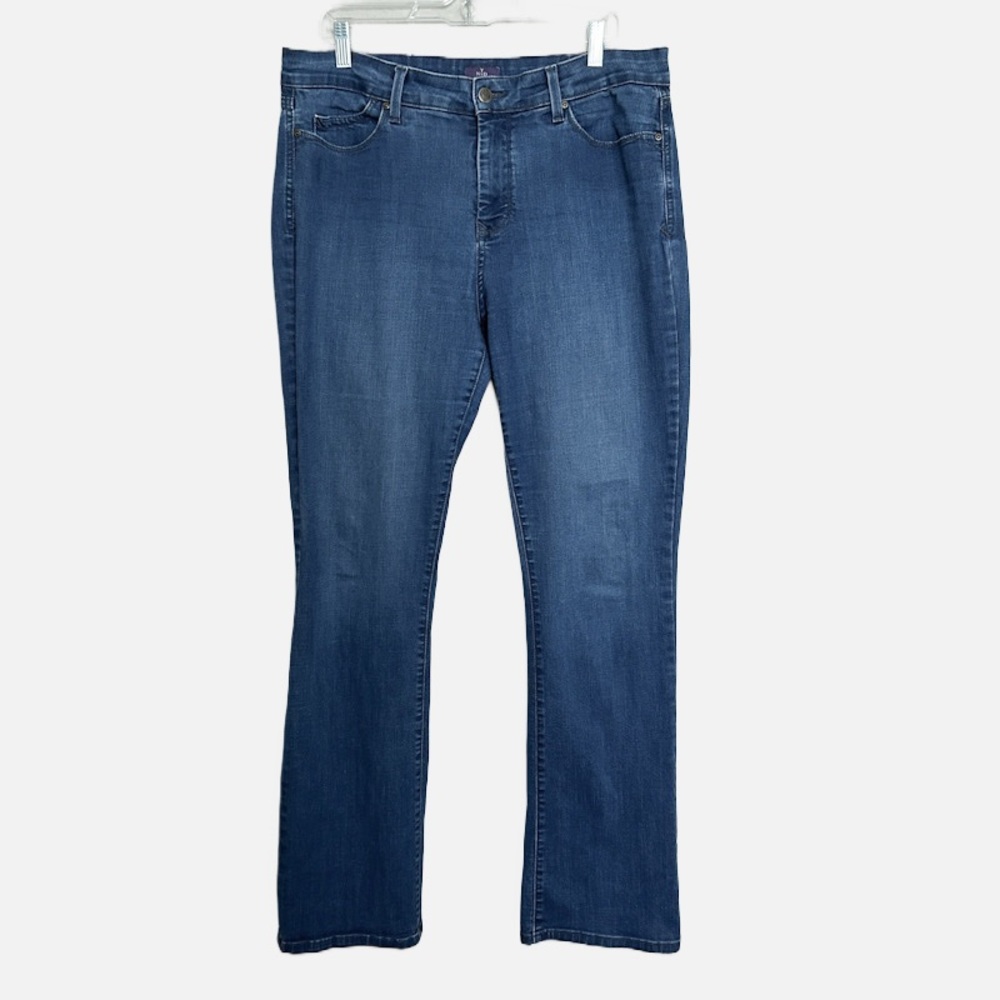 NYDJ Mini Bootcut High Rise Denim Blue Jeans with Lift Tuck Technology, Size 14
